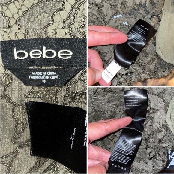 bebe Floral Lace Olive Green Shirt Jacket Shirt 10 - Picture 10 of 14